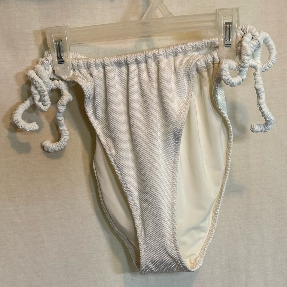 AA-441 Aerie NWT PLUS SIZE XXL Cheekiest Side Tie White Swim Bikini‎ Bottoms